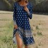 Long  Sleeve Dress For Women Casual Loose Fit Print Dress With Pockets