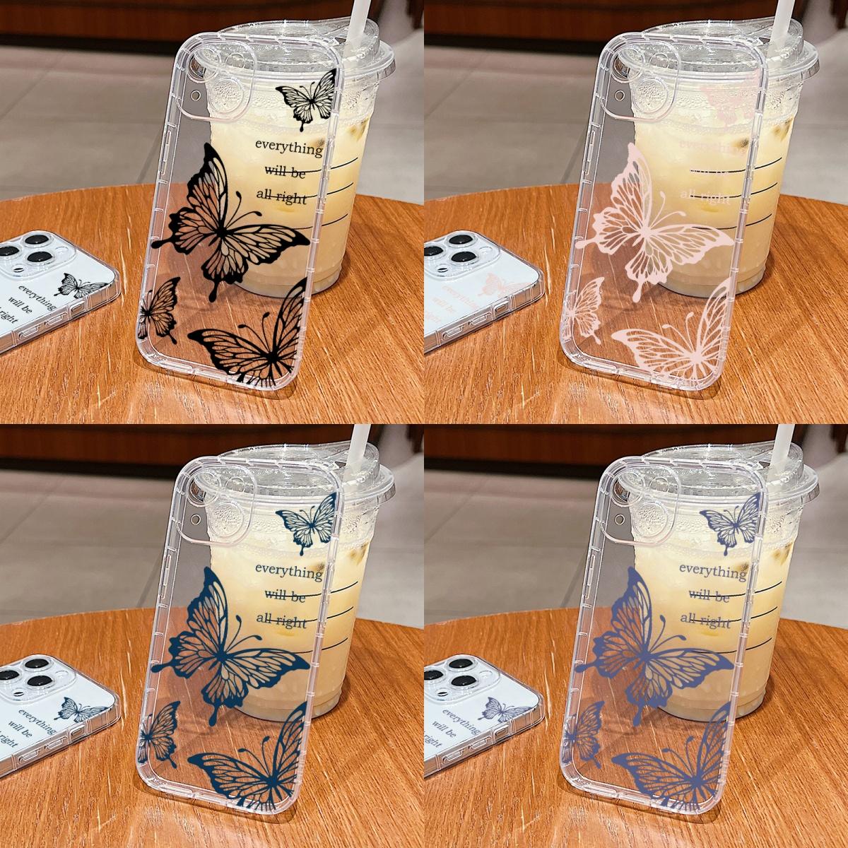 

Butterfly Clear Phone Case For Iphone 15 14 Pro Max Plus 13 12 11 Pro Max X Xr Xs Max 8 7 Plus Shockproof Tpu Soft Back Cover iPhone 15 чёрный