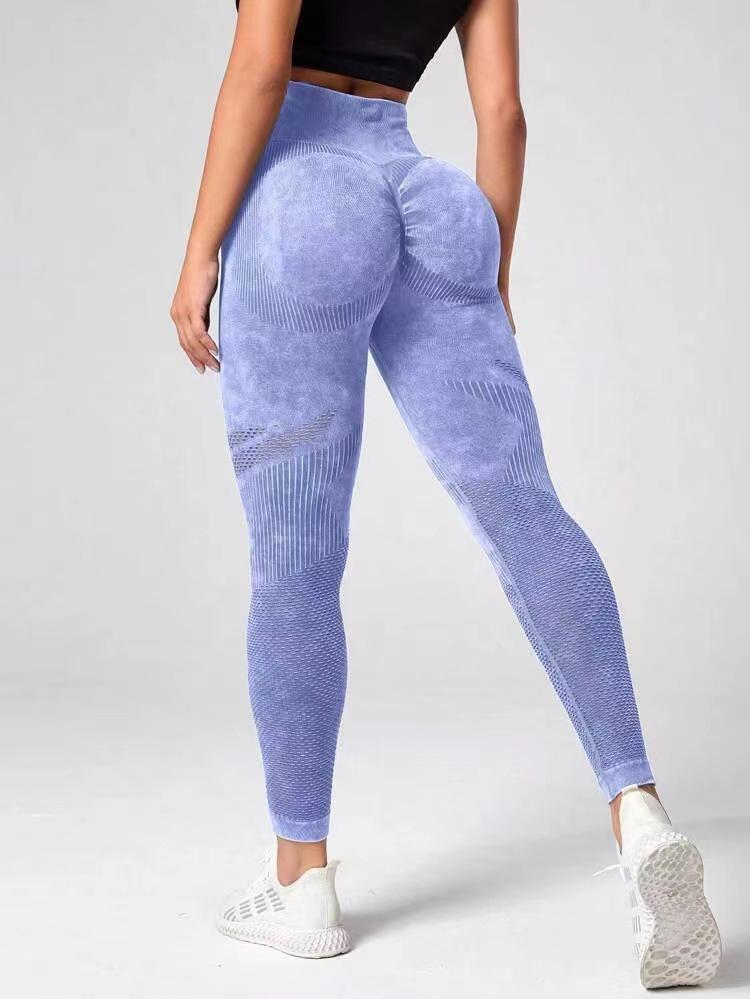 High Waist Seamless Yoga Pants - Women's Peach-Lift Tights, Washed Sanded for Fitness