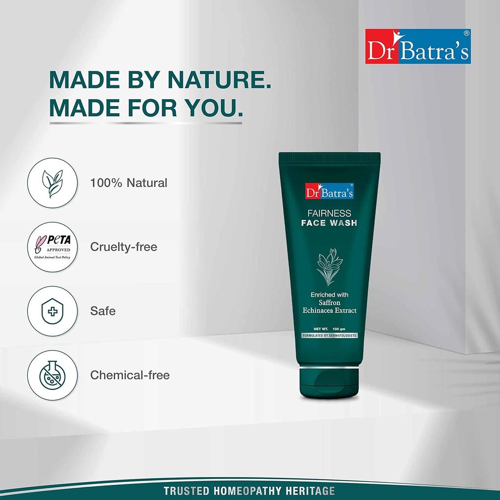 Dr. Batra's Fairness Face Wash For Natural Glow And Even Tone, Gentle Daily Cleanser For Healthy Looking Skin 100 G