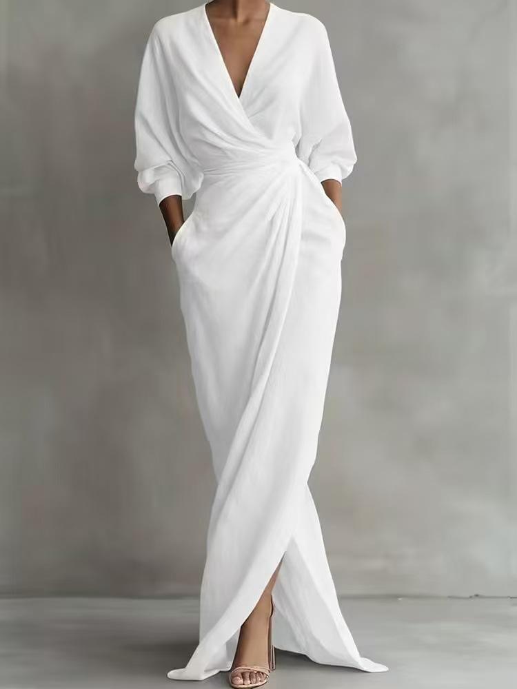 European And American Style New Women'S Clothing V-Neck Waist Dress, Spring And Summer Vacation Dress