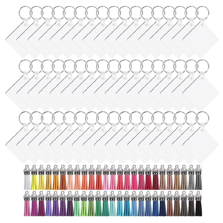 200Pieces Sublimation Blanks for DIY Keychain Craft Ornament with Tassel
