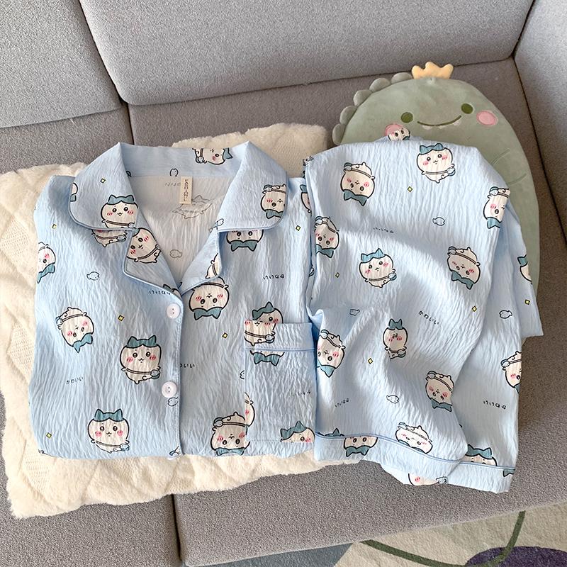 

Женский милый пижамный комплект Chiikawa из облачного хлопка - Весенне-осенний с длинным рукавом XL [Weight 120-140 lbs]