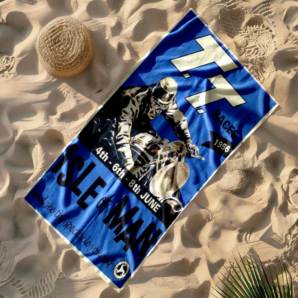 Isle Man Tt Beach Towel High Absorbency & Quick-Dry Comfortable Lightweight Suitable for Swimming, Gym, Camping, Yoga Vacation
