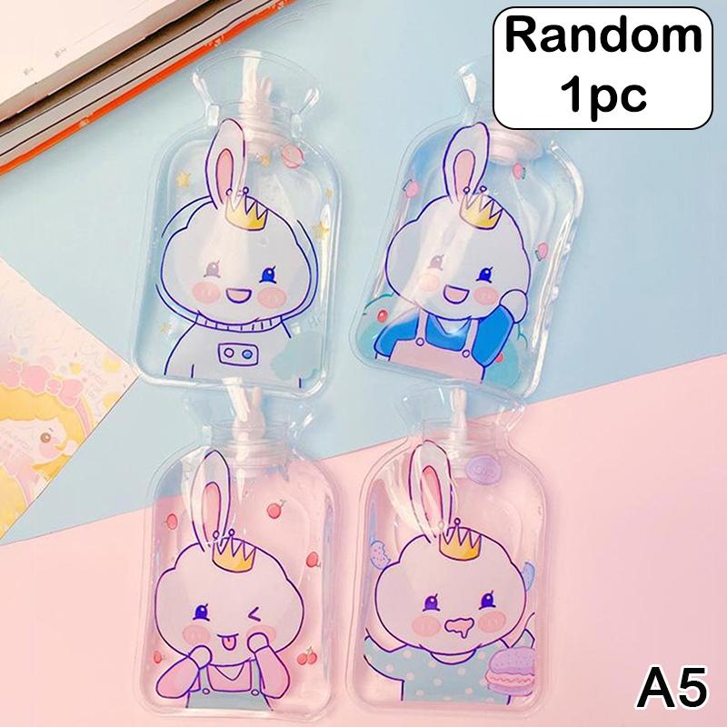 Portable Safe Hot Water Bag Cute Girl Heart Relaxing Transparent Warm Water Bottle Household Mini PVC Material Hand Warmer 1pc