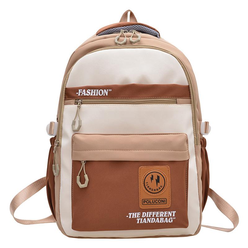 Korean Fashion Color Block Student Backpack Large Capacity Nylon Travel School Bag for Teenagers