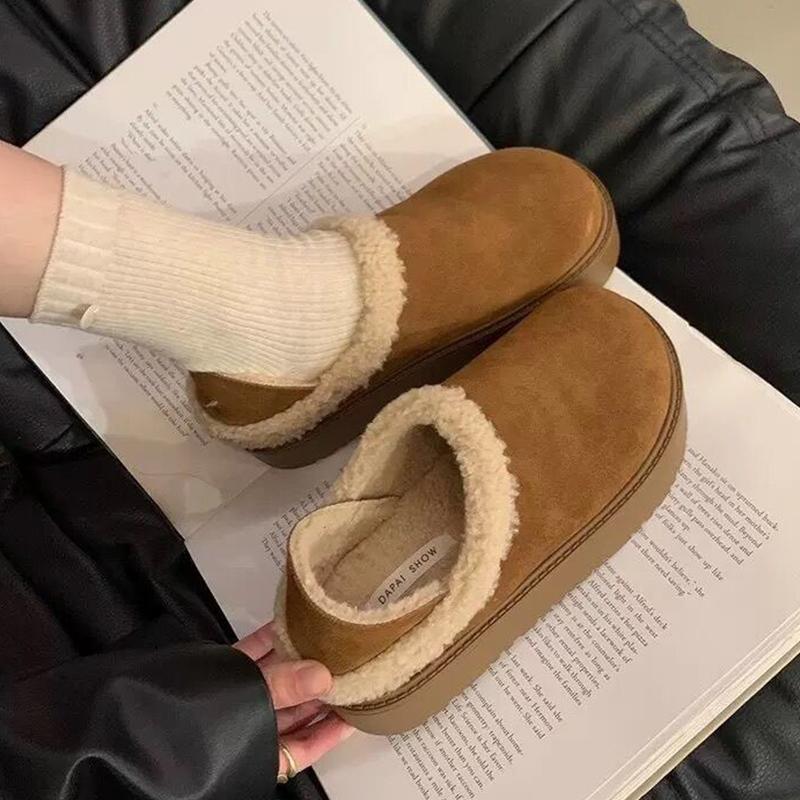 Fur Platform Women Snow Boots Suede Short Plush Designer Casual Flats Cotton Shoes 2025 Trend Warm Cozy Winter Botas De Mujer