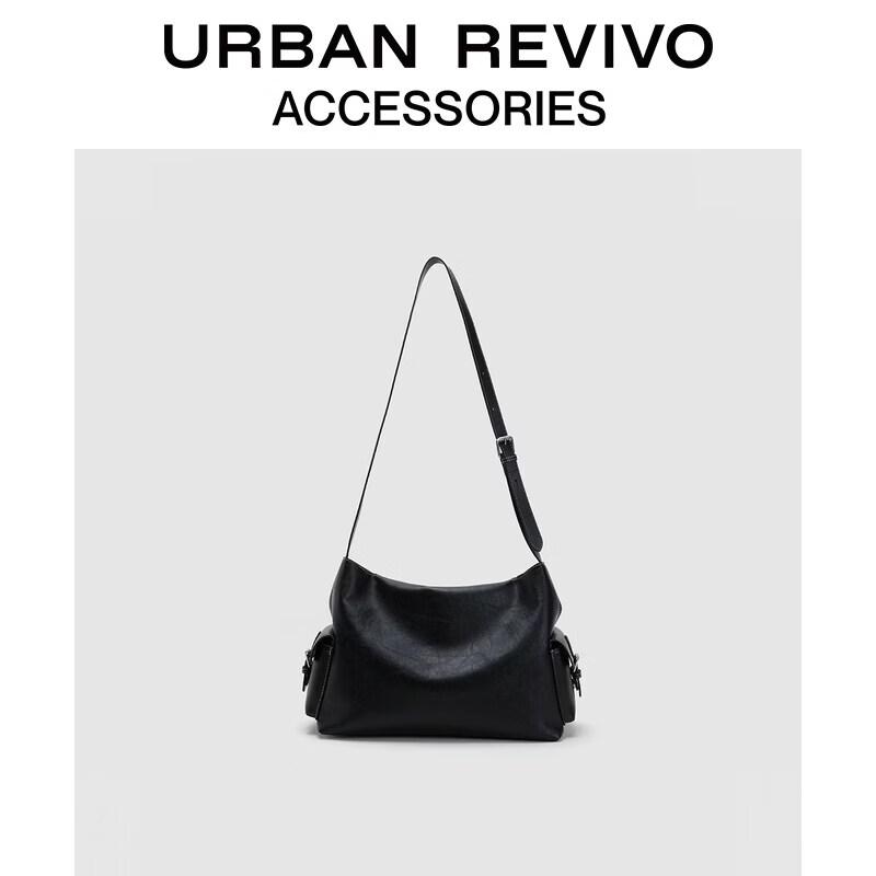 URBAN REVIVO 2026 Autumn Lock-Buckle Multi-Pocket Shoulder Bag