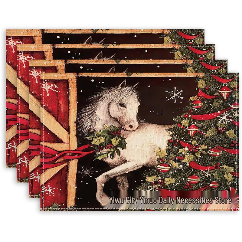 Christmas Snowman & Snowflake Plaid Insulated Placemat - Festive Table Decoration