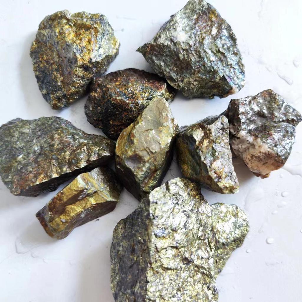 Natural Home Decoration Chalcopyrite Stone Copper Ore a Trace of Gold and Silver Mineral Specimens Teaching Experiment Ore Crystal