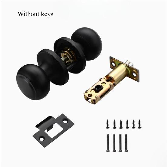 Stainless Steel Spherical Handle Lock Entrance Passage Keyless Door Lock Black Bathroom Door Lock Indoor Hardware Lockset 60mm