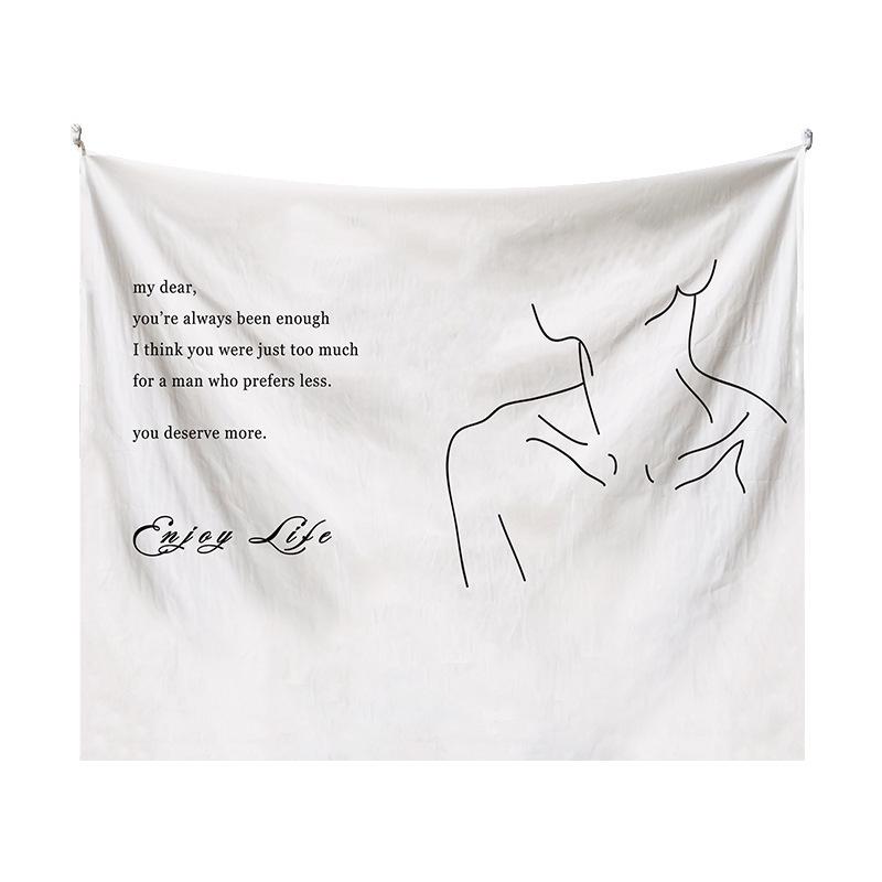 Couple Abstraction Tapestry Home Bedroom Hanging Dormitory Decoration Background Decor White Line Art Wall Hanging Tapestry