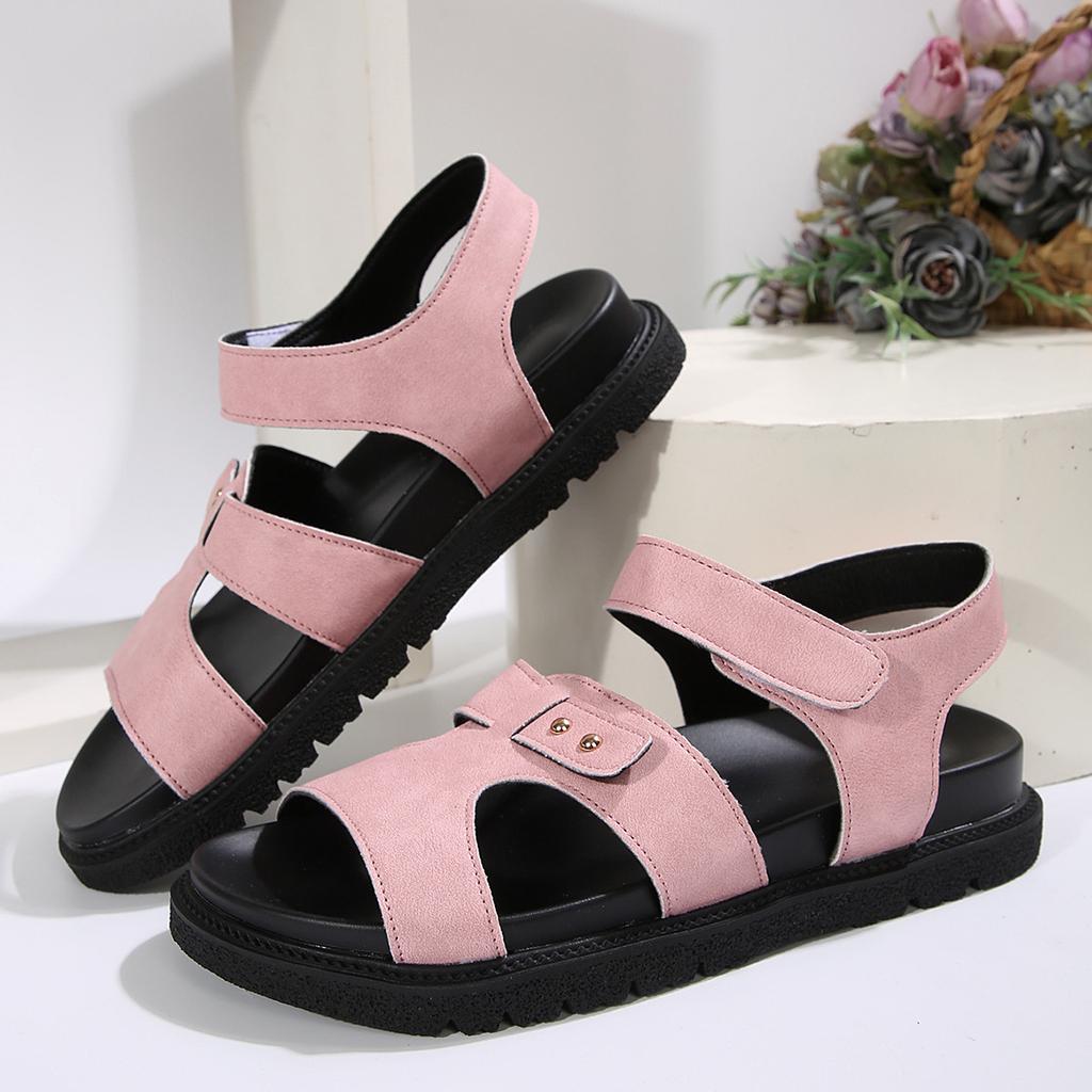 Large-sized Belt Buckle Thick-soled Sandals Women's Sporty Style Studded Shoes Lightweight Beach Flip-flops