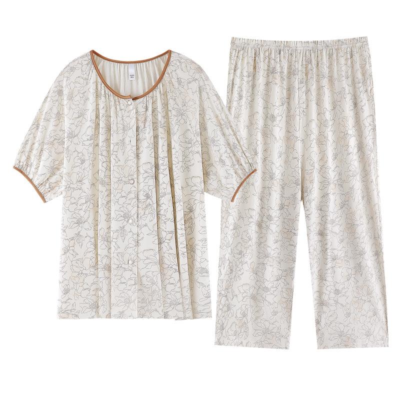 Pajamas Women's Summer Modal Short-sleeved Cropped Pants Thin Summer Casual Cool Can Be Worn Outside Summer Loungewear