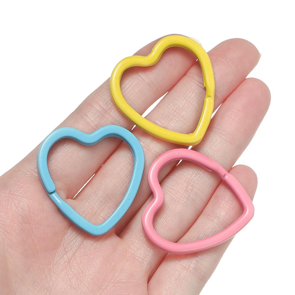 5pcs Cute Colorful Heart Spray Paint Keyring Keychain Split Ring Metal Car Key Ring for DIY Handmade Jewelry Making Accessories