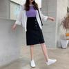 DIMANAF 2026 Summer New Plus Size Women A-Line Skirt Casual Button High Waist Skirts Black Fashion Lady Bottoms