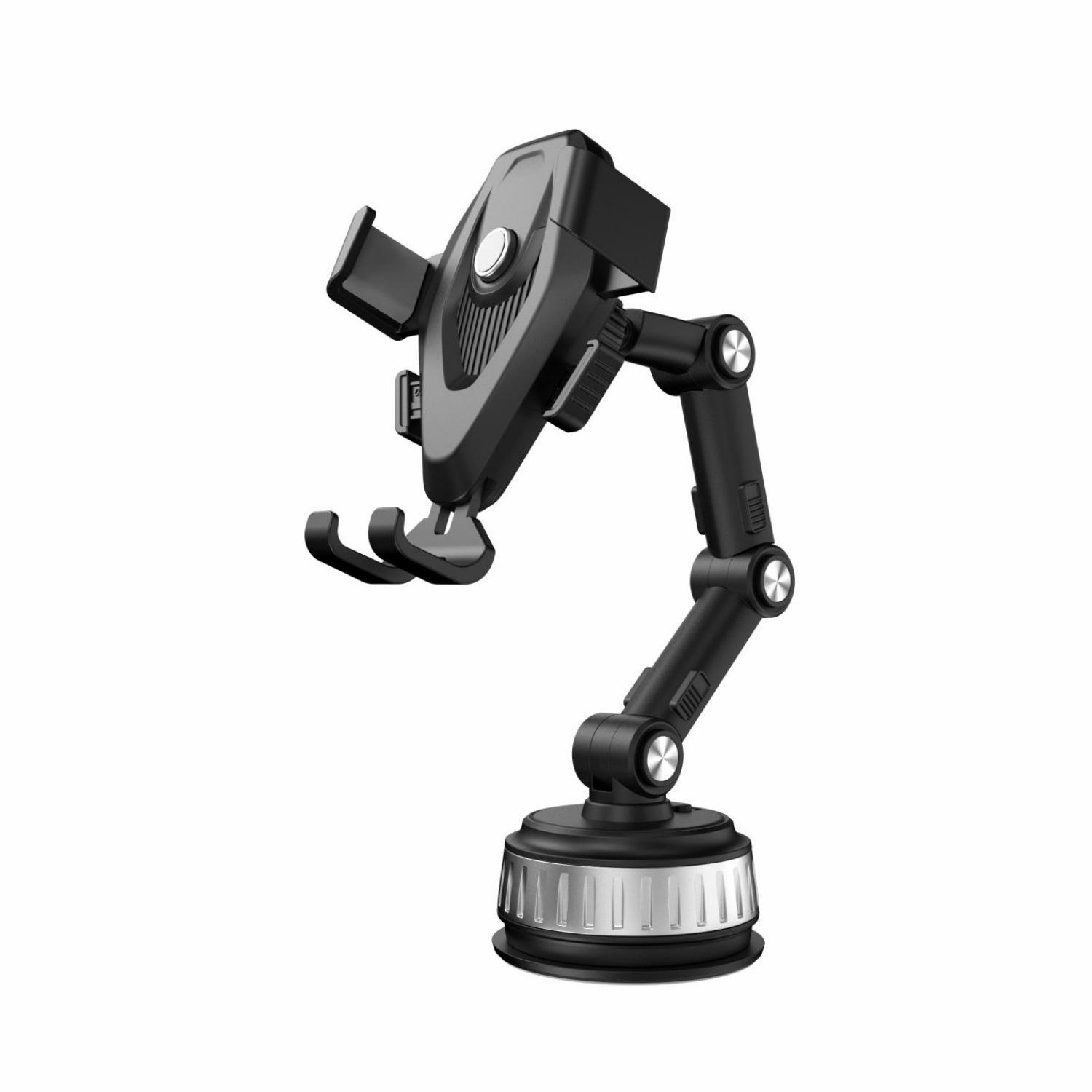 Adjustable Car Phone Holder with Suction Cup and Mechanical Arm for Navigation
