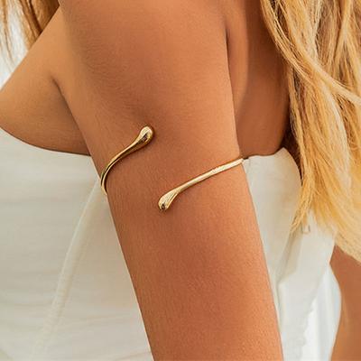 Simple Vintage Water Drop Open Cuff Bangles For Women  Trend Goth Geometric Arm Bracelet Aesthetic Jewelry Gift Wholesale