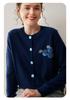 Women's Fruit Jacquard Round Neck Cashmere Cardigan Coat - Single-Breasted, Loose, Slimming, Thick Knit Outerwear