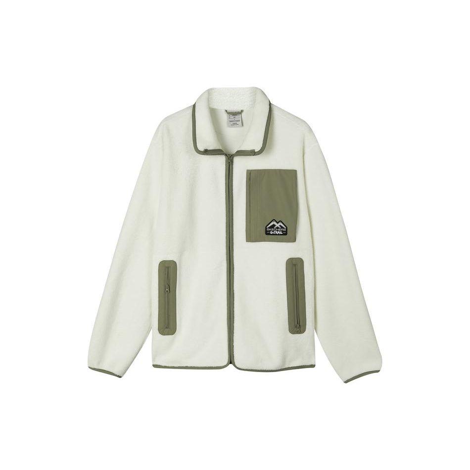 Skechers Color Block Zip Up Retro Sports Stand Collar Fleece Jacket Unisex jackets Cotton-Candy-White L423U070-0074 XS