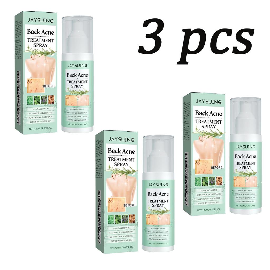 Jaysuing Back Acne Spray 120ml reduces blackheads and pimples, smooths skin, soothes back skin, gently moisturizes and cleanses.