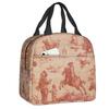Custom Purple Flower Toile De Jouy Inspired Pattern Insulated Lunch Tote Bag for Women Portable Cooler Thermal Food Lunch Box