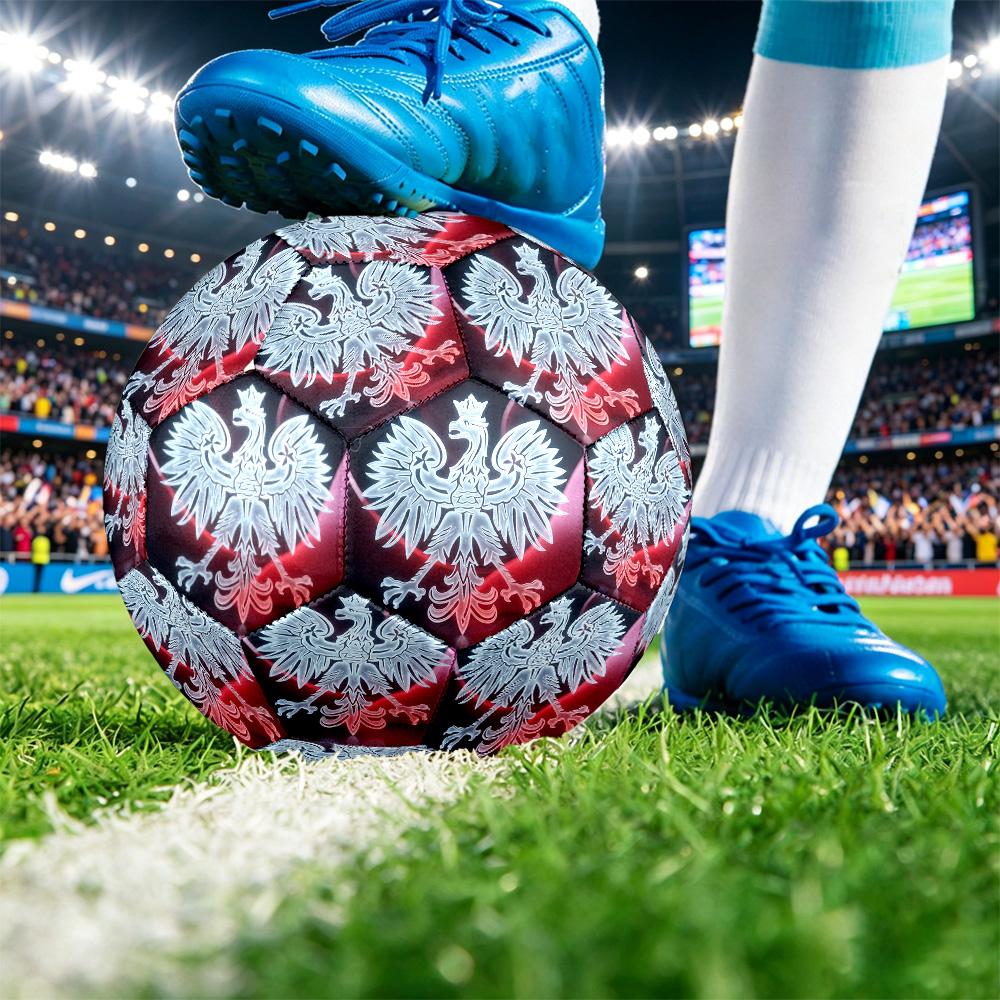 Poland Football Printed Size 5 Soccer Ball Wear Resistant Standard Adult Training Football Fan Gift for Indoor Outdoor Match Sports