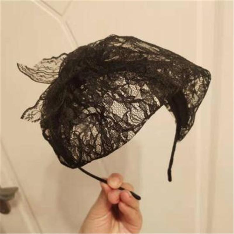 Fashion Ruffle Half Hat Headband for Adult Dinner Party Headhoop French Style White Hair Cover Hairband Party Accessory