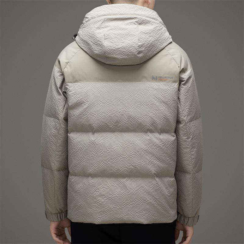 Down Jacket Men's Winter 90 Down White Duck Down Men's Casual Warm Bread Coat Anti-cold Trendy Hooded Short Jacket