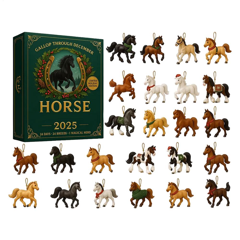 

2D Flat Acrylic Horse Advent Calendar 2025 Christmas Countdown Calendars With 24 Unique Horses Figurines For Home Decor L зелений