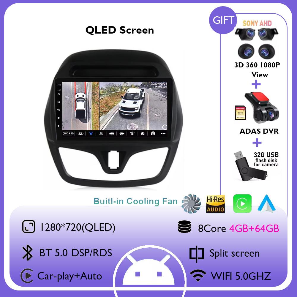 Android 14 WIFI+4G Stereo Car Radio for Chevrolet Spark Beat 2015 - 2018 Multimidia Video Player Auto CarPlay GPS QLED Screen