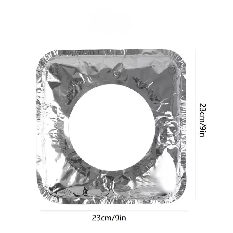 Nuovo 20 Pezzi Usa e Getta Rotondo Quadrato Foglio di Alluminio Pad Protettivo per Fornello a Gas da Cucina Tappetino a Prova di Olio Adesivi in Foglio Metallico Facile da Usare