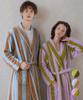 DEDERIT Microfiber Candy Stripe Robe Unisex Shower Robe
