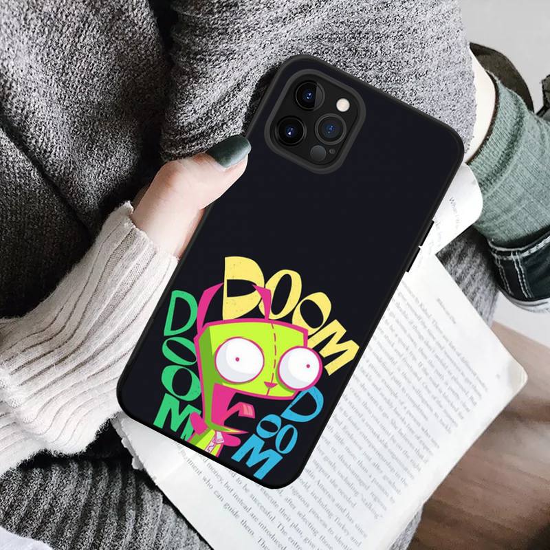 YNDFCNB Invader Zim-Telefonhülle für iPhone 11 12 13 Mini Pro Max 8 7 6 6S Plus X 5 SE 2020 XR XS Funda-Hülle
