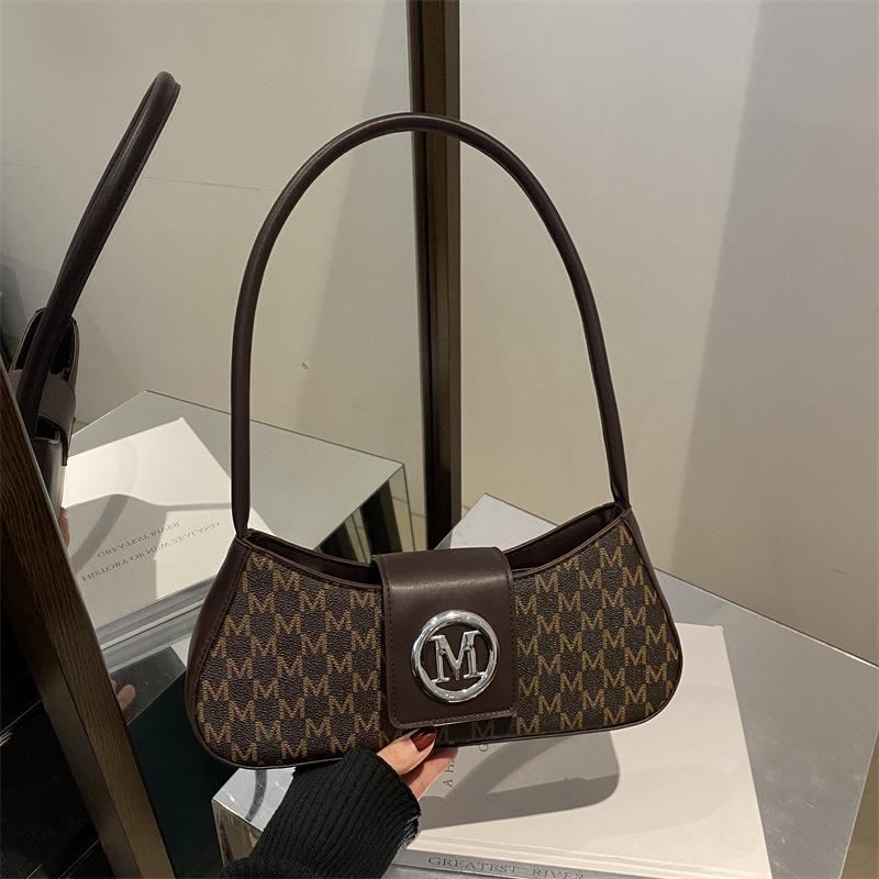 2025 Women's Light Luxury Retro Underarm Shoulder Bag - Trendy, Casual, Letter Print