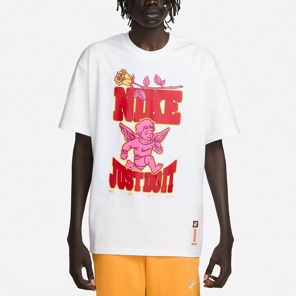 Nike Logo Print Round Neck Vintage Short Sleeve T-Shirt With Dropped Shoulders Men Tops White FD1323-100