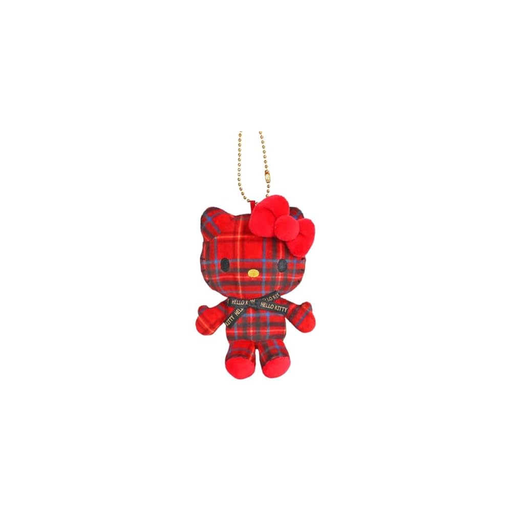 Nakajima Corporation Hello Kitty Tartan Red Mascot Collection 10x8.5x4.5cm Plush Toy