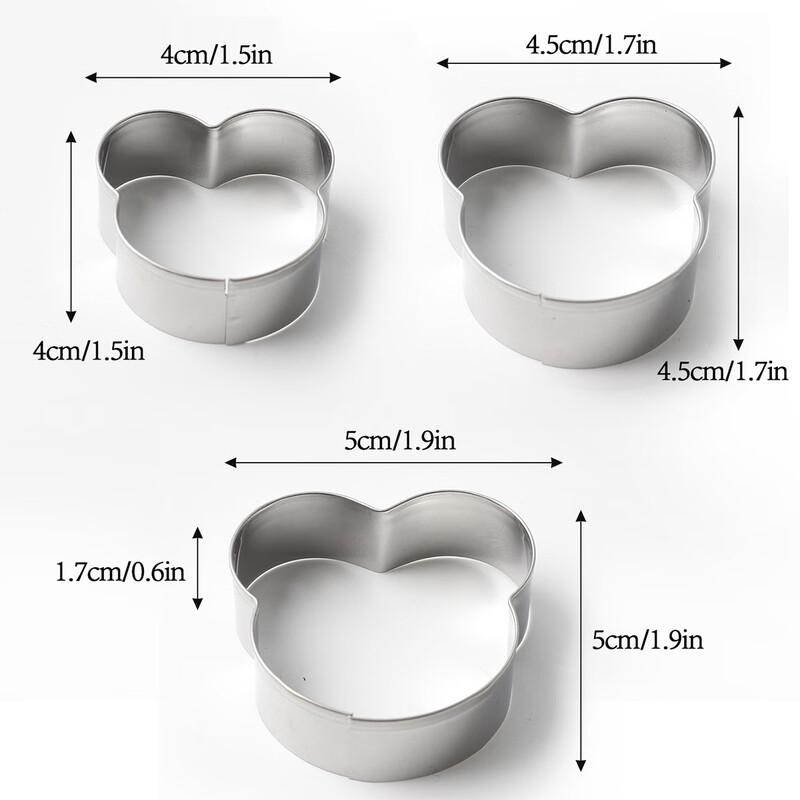 Pabei Stainless Steel Bear Head Cookie Cutters 3-Piece Set
