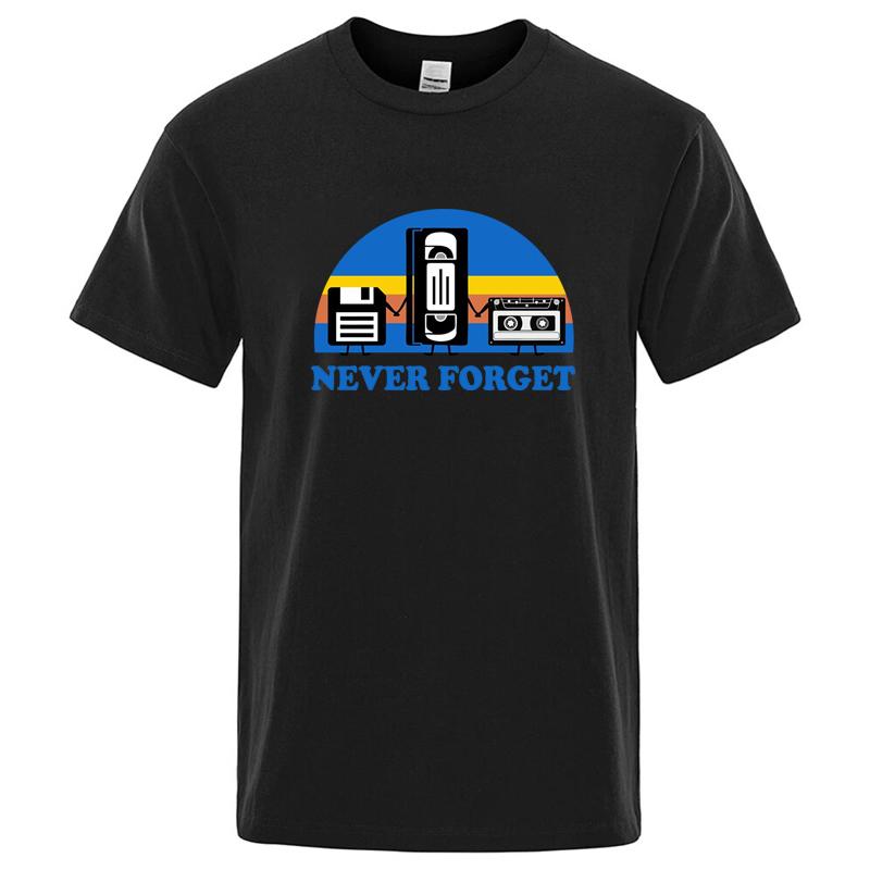 

Summer Mens Tshirt Never Forget Sarcastic Graphic Music Funny Printed 100 Cotton TShirt Loose Male Top Casual Short Sleeve S