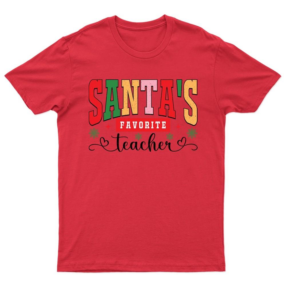 Santas Favorite Teacher Christmas TShirt Unisex Gift Retro Funny Unisexs a S