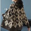 Women's Plus Size Knitted Cardigan Sweater Spring Autumn V-Neck Printed Knit Sweater Jacket Casual Loose Knit Jacket