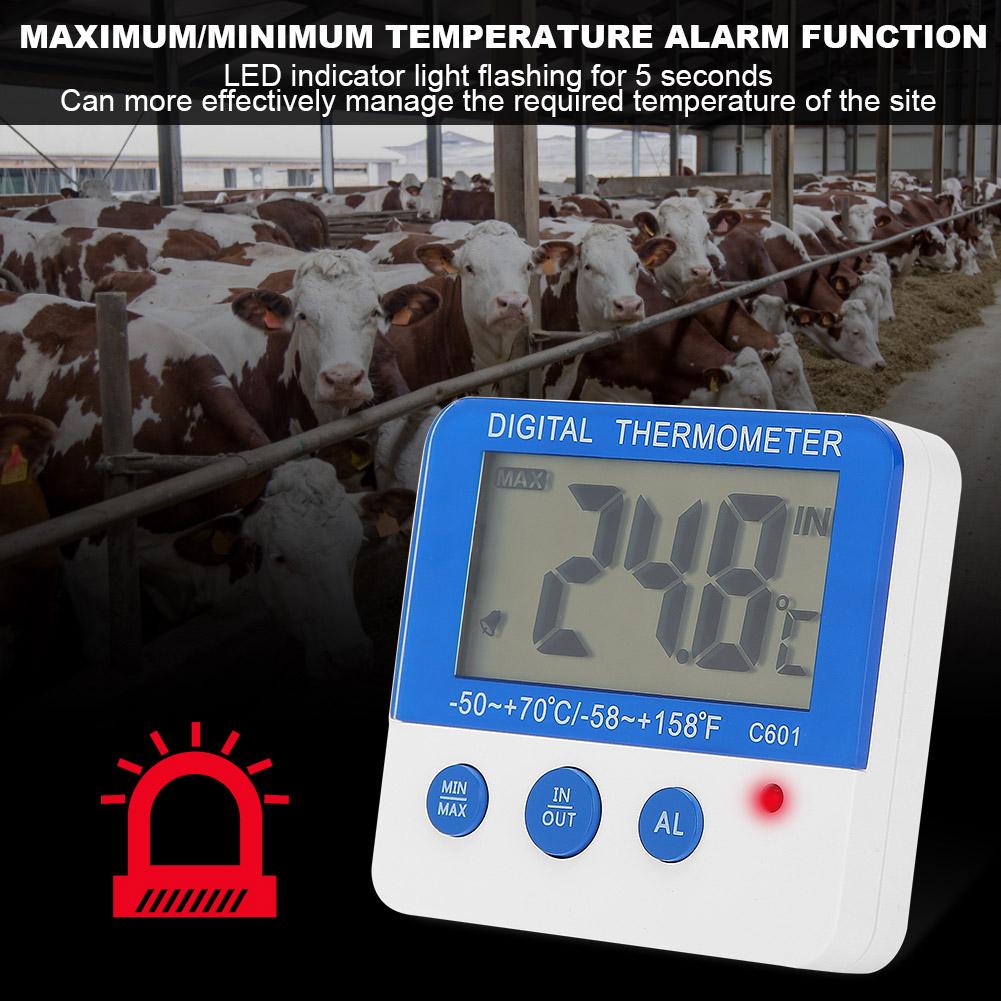 ABS Indoor Outdoor Large LCD Display Mini Alarm Thermometer Livestock Farm Electronic Temperature