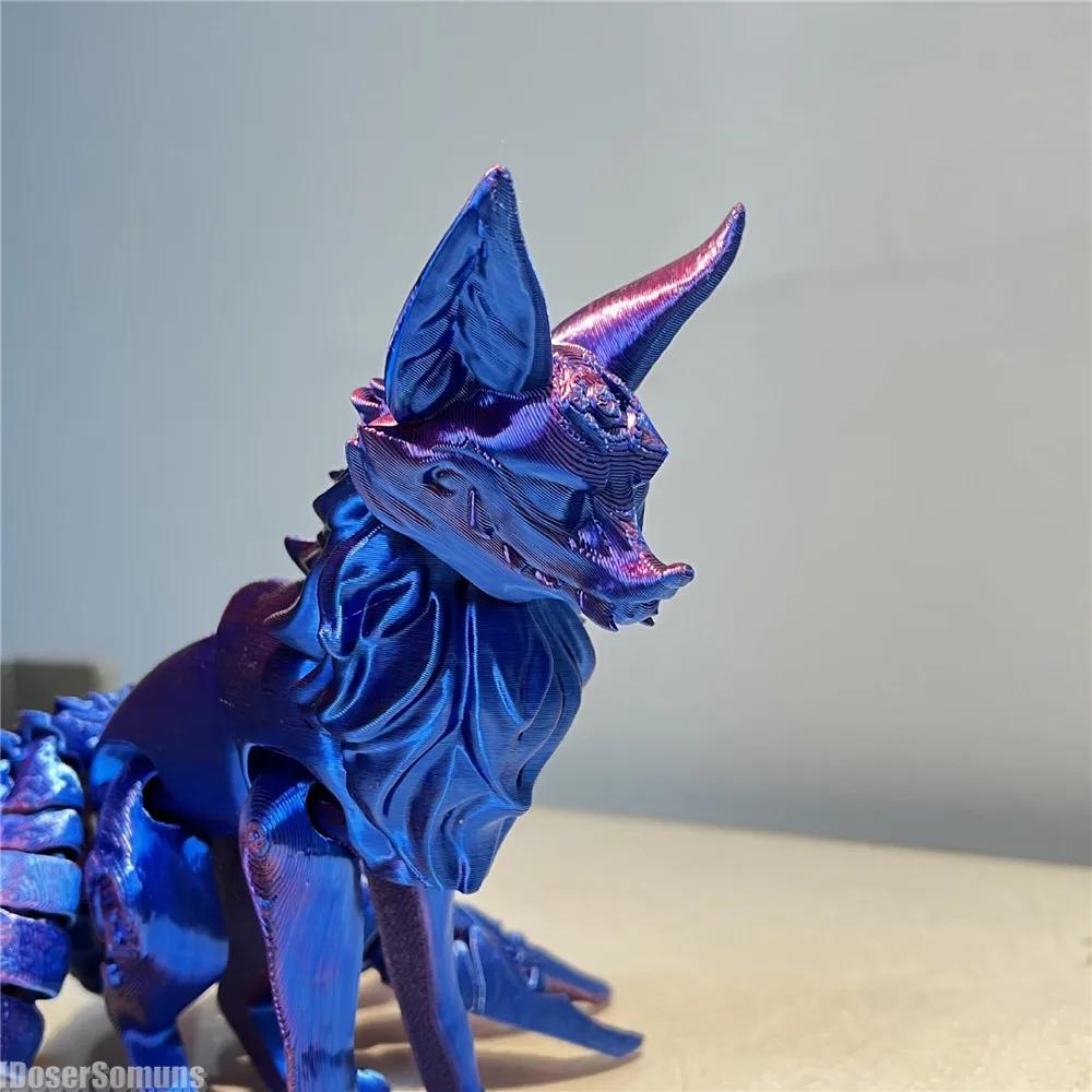 3D Printed Fox Action Figure Fine-Tailed Multi-Jointed Movable Model Articulated Animal Figurine Kids Desktop Decoration Gifts