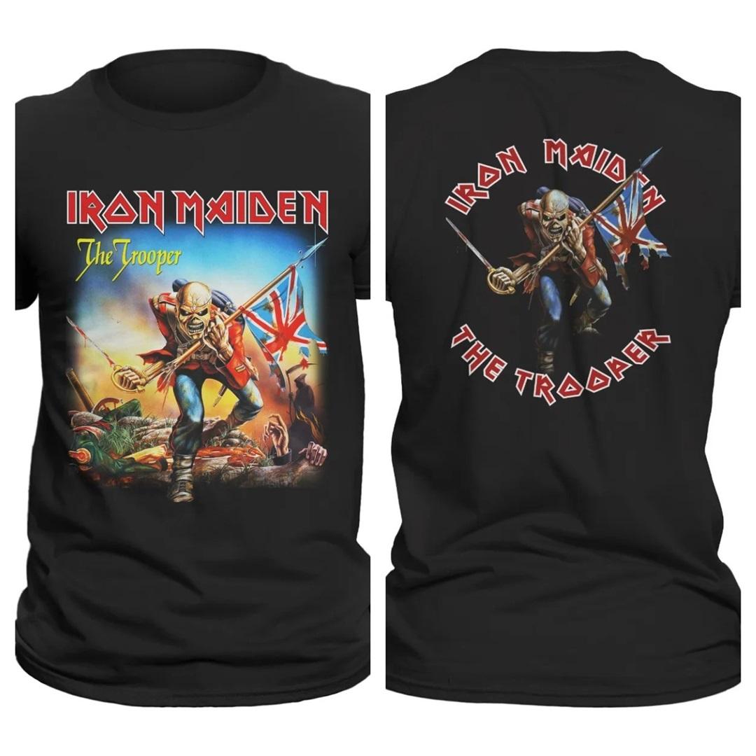 

Iron Maiden Live After Death Double Sided Print T-Shirt, Heavy Metal Rock Band Eddie Graphic Tee, Unisex Classic Black Streetwear, Music Fan Gift 4XL синій