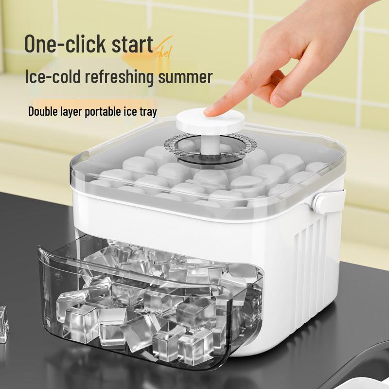 Large-Capacity Press-Type Ice Cube Mold - Easy-Release Food-Grade Plastic Ice Bucket for Home
