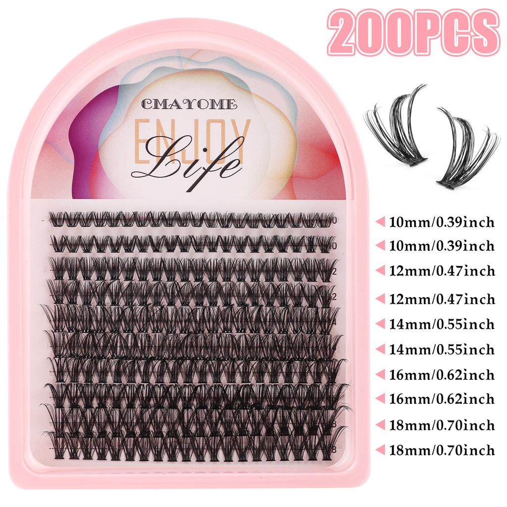 False Eyelash Extension Set, Single Tuft Of Hair 200 Tufts 30 + 40 + 50 + 60 + 80 + 100D Eyelashes