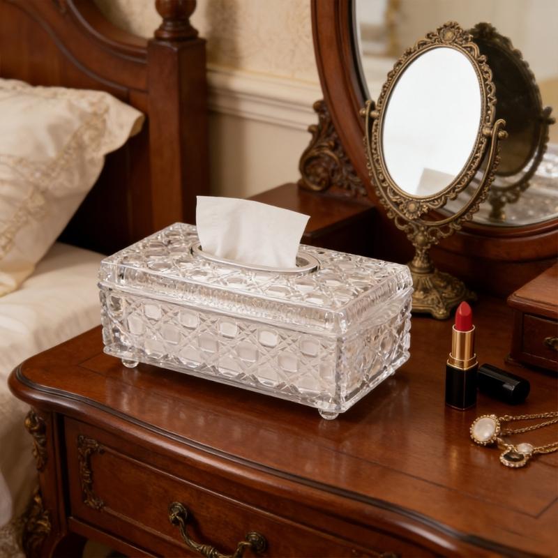 Minimalist Glass Tissue Box Organizer For Countertop Decoration And Small Item Storage Paper Towel Dispenser
