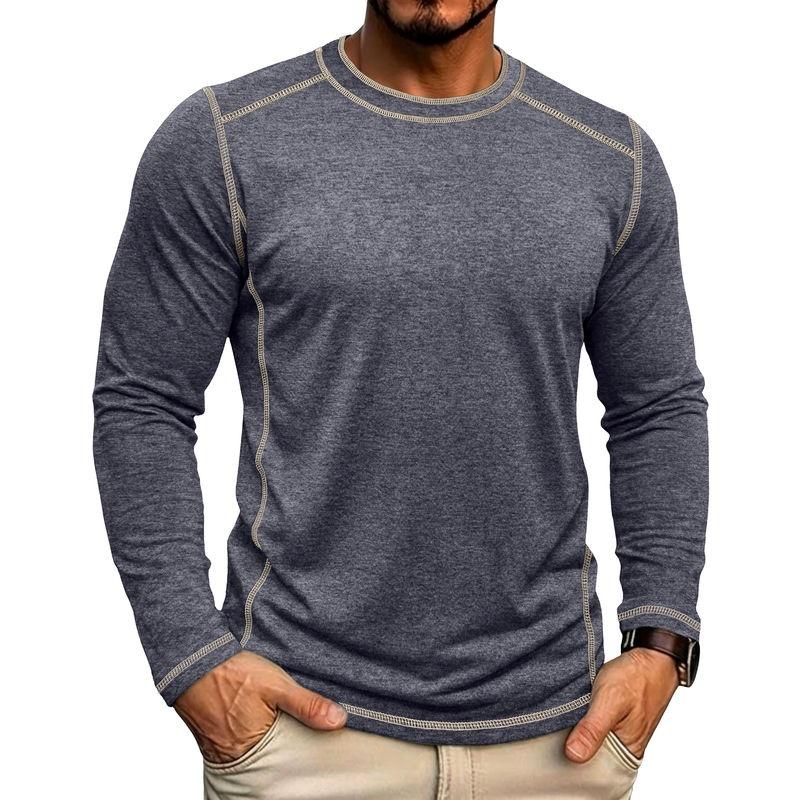 Men's Retro Long Sleeve T-Shirt Casual Soft Basic Tee for Daily Streetwear Outdoor Breathable Spring Autumn Tops