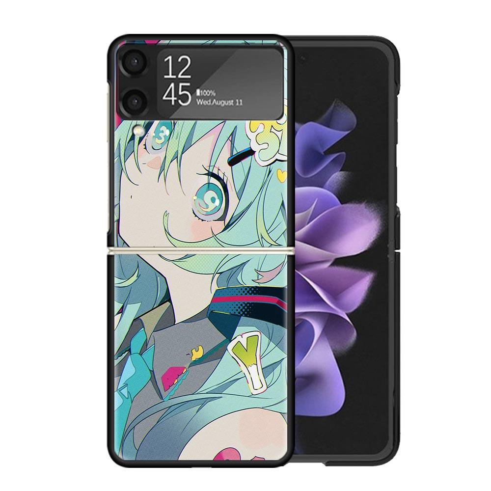 Cute Anime Girl INS Clear Phone Case For Samsung Z Flip 7 6 5 4 3 Galaxy ZFlip7 ZFlip6 ZFlip5 ZFlip4 ZFlip3 5G Print Cover Z Fli
