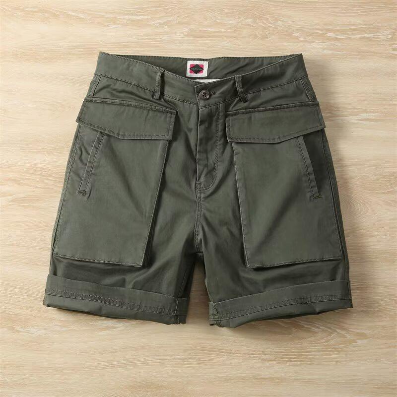 

Summer Men s Casual Cargo Shorts Solid Tactical Multi-Pocket Short Pants Loose Male Outdoor Hunting Fishing Shorts 36 зелений